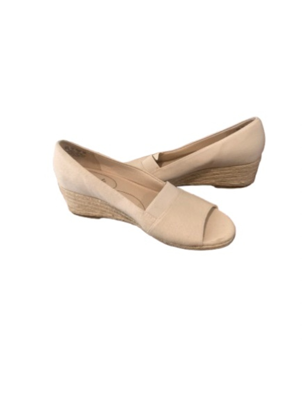 LifeStride Parigi Open Toe Wedge Shoes Women’s 10M Beige Canvas Comfort Sandals - Picture 6 of 10